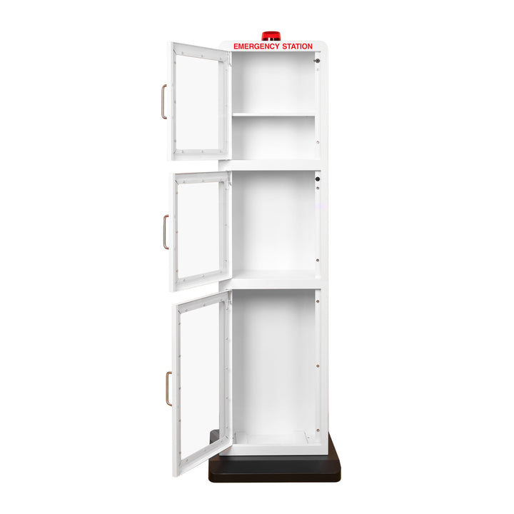 Emergency Station | Store AEDs, Fire Extinguishers, Naloxone Overdose Kits, Bleeding Control Kits & First Aid Kits in a Large Floor Stand Cabinet for Public Spaces