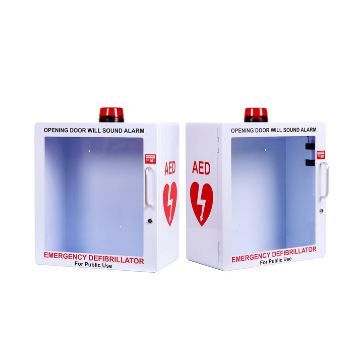 AED Defibrillator Wall Mount Cabinet | Optional Alarm & Lock | Durable Steel Frame | Fits All Brands of AED's for Public Spaces or Home