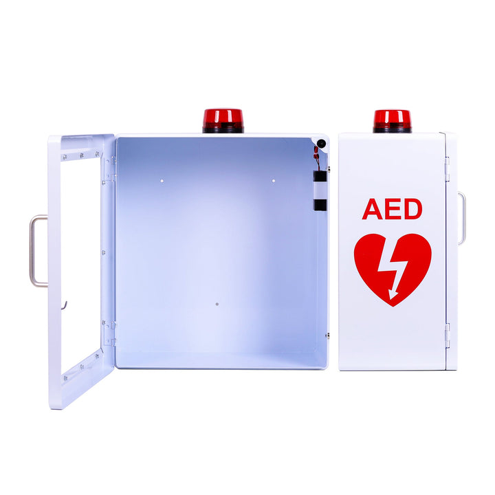 AED Defibrillator Wall Mount Cabinet | Optional Alarm & Lock | Durable Steel Frame | Fits All Brands of AED's for Public Spaces or Home