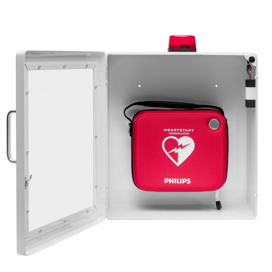 AED Defibrillator Wall Mount Cabinet | Optional Alarm & Lock | Durable Steel Frame | Fits All Brands of AED's for Public Spaces or Home