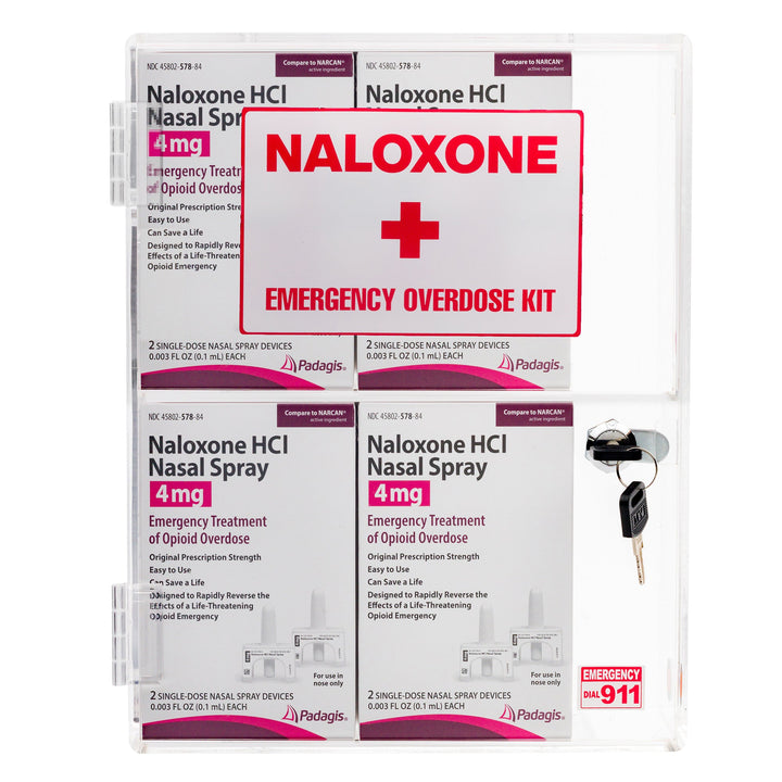 Naloxone & Bleeding Control Kit Emergency Wall Mount Cabinet (Clear)