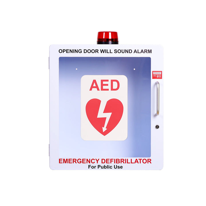 AED Defibrillator Wall Mount Cabinet | Optional Alarm & Lock | Durable Steel Frame | Fits All Brands of AED's for Public Spaces or Home