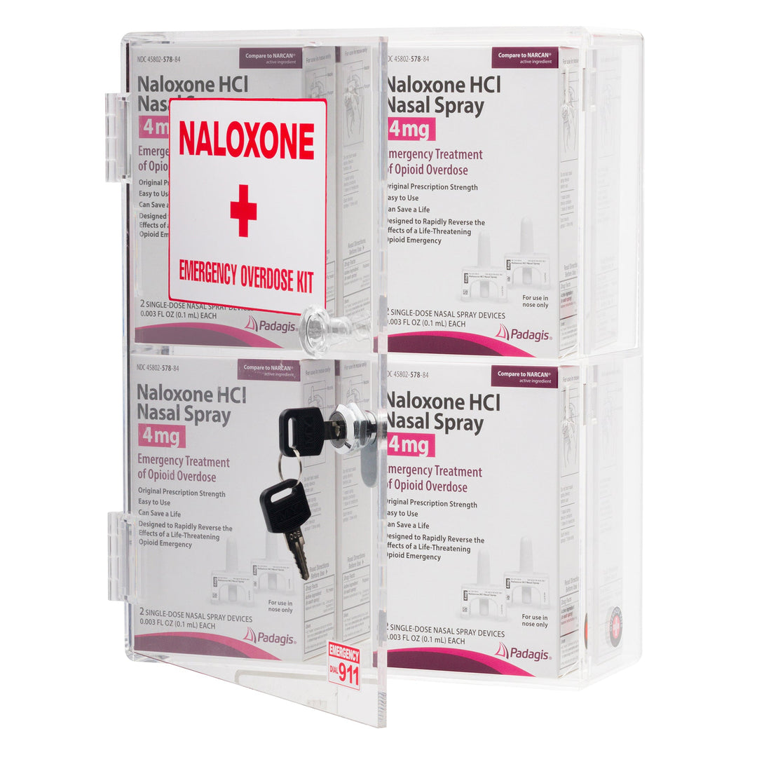 Naloxone & Bleeding Control Kit Emergency Wall Mount Cabinet (Clear)