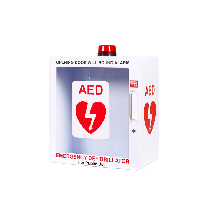 AED Defibrillator Wall Mount Cabinet | Optional Alarm & Lock | Durable Steel Frame | Fits All Brands of AED's for Public Spaces or Home