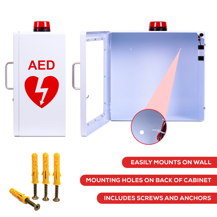 Philips AED Wall Mount Cabinet – Custom-Fit for Philips AED Models | Alarm & Lock Features| Mounting Hardware Included | AED Not Included (White)