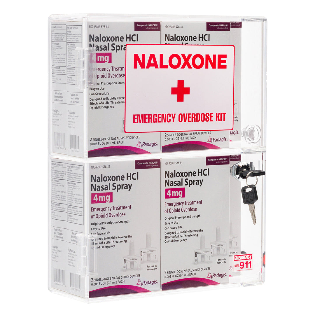 Naloxone & Bleeding Control Kit Emergency Wall Mount Cabinet (Clear)