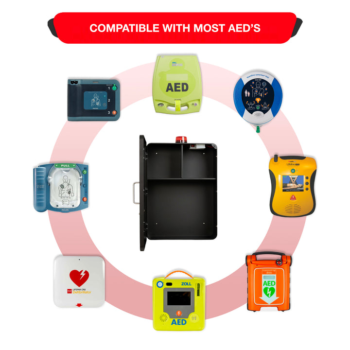 Emergency Medical Station Cabinet – Wall-Mounted Storage for AED, Naloxone, Bleeding Control & First Aid Kits