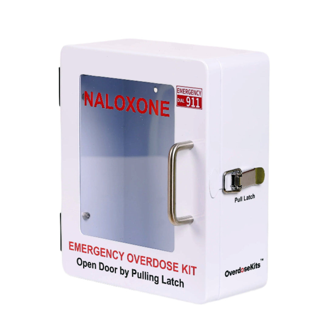 Outdoor Naloxone Overdose Emergency Kit Cabinet - 100% Waterproof - Wall Mounts  (No Alarm or Lock, White)