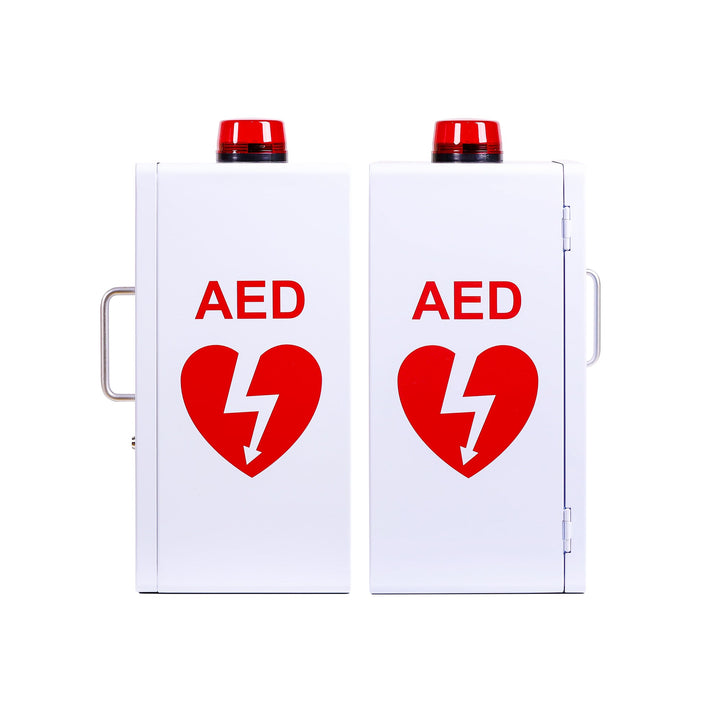 AED Defibrillator Wall Mount Cabinet | Optional Alarm & Lock | Durable Steel Frame | Fits All Brands of AED's for Public Spaces or Home