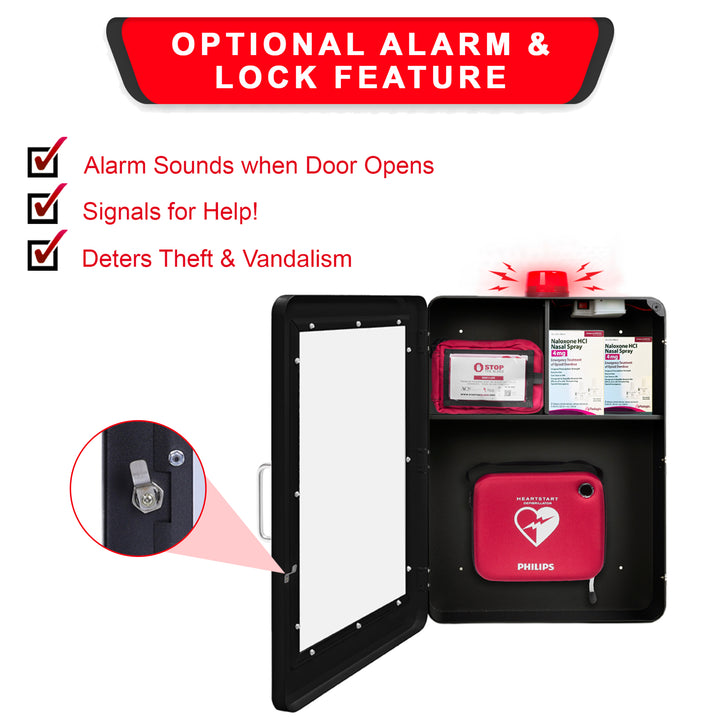 Emergency Medical Station Cabinet – Wall-Mounted Storage for AED, Naloxone, Bleeding Control & First Aid Kits