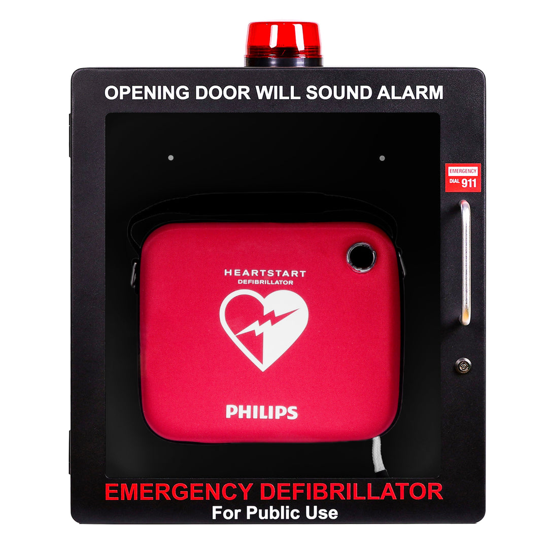 AED Defibrillator Wall Mount Cabinet | Optional Alarm & Lock | Durable Steel Frame | Fits All Brands of AED's for Public Spaces or Home