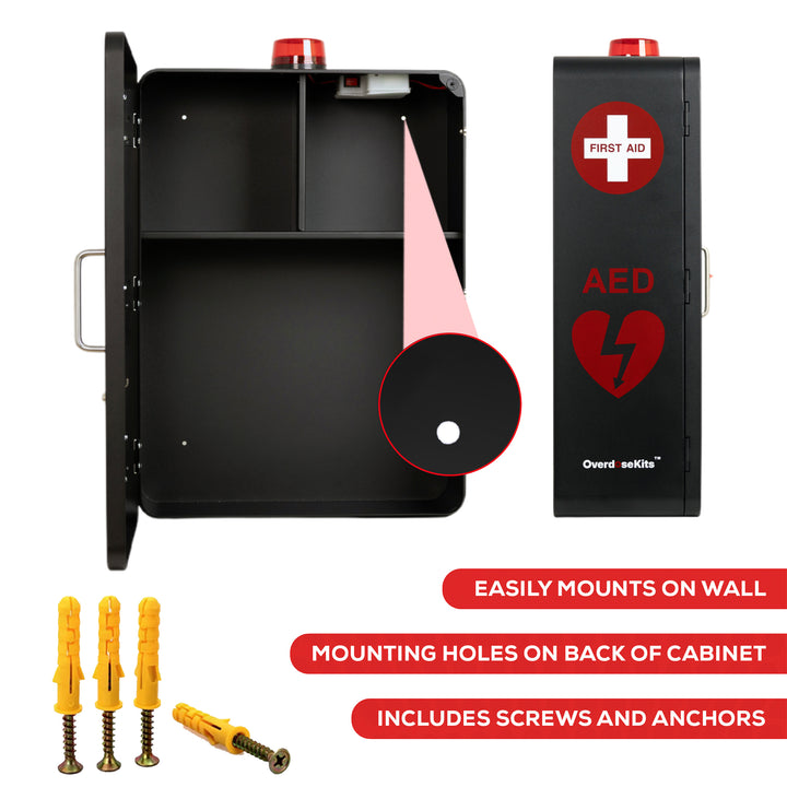 Emergency Medical Station Cabinet – Wall-Mounted Storage for AED, Naloxone, Bleeding Control & First Aid Kits