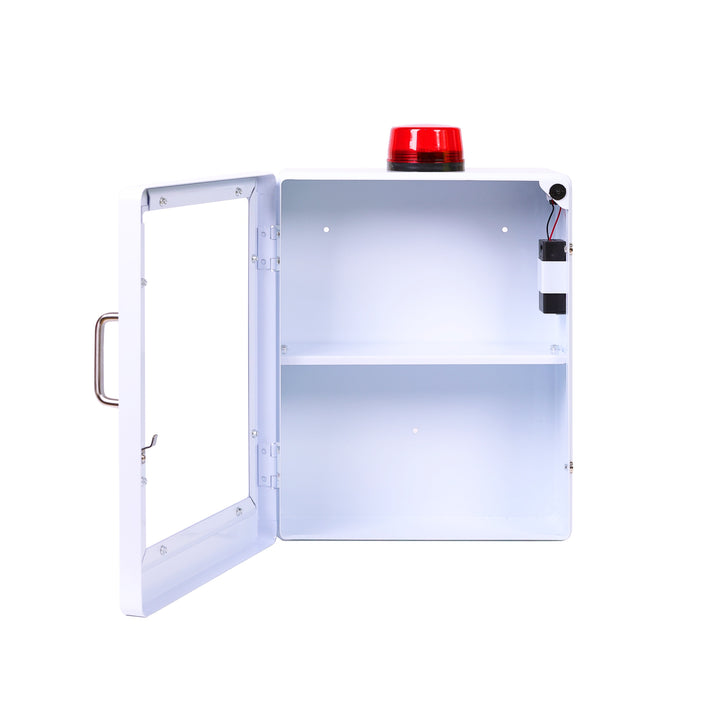 Large Wall-Mounted Naloxone Emergency Kit Cabinet Box - First Aid & Naloxone Compartments | with Alarm & Lock