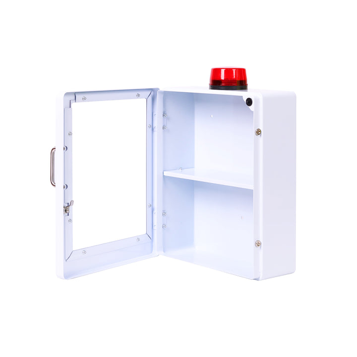 Large Wall-Mounted Naloxone Emergency Kit Cabinet Box - First Aid & Naloxone Compartments | with Alarm & Lock
