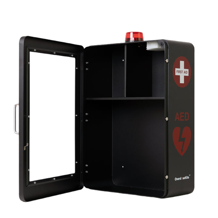 Emergency Medical Station Cabinet – Wall-Mounted Storage for AED, Naloxone, Bleeding Control & First Aid Kits