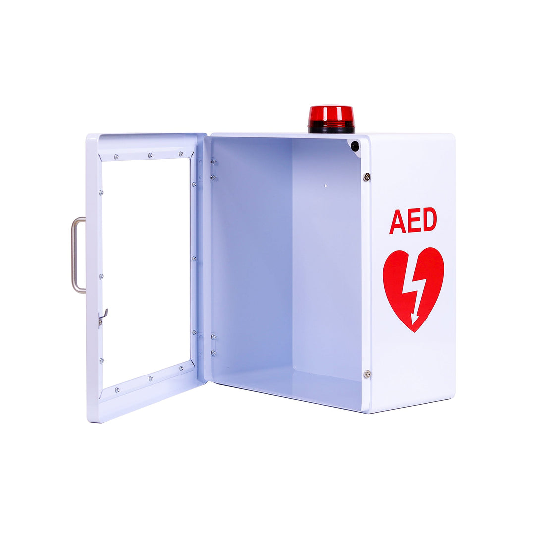 AED Defibrillator Wall Mount Cabinet | Optional Alarm & Lock | Durable Steel Frame | Fits All Brands of AED's for Public Spaces or Home