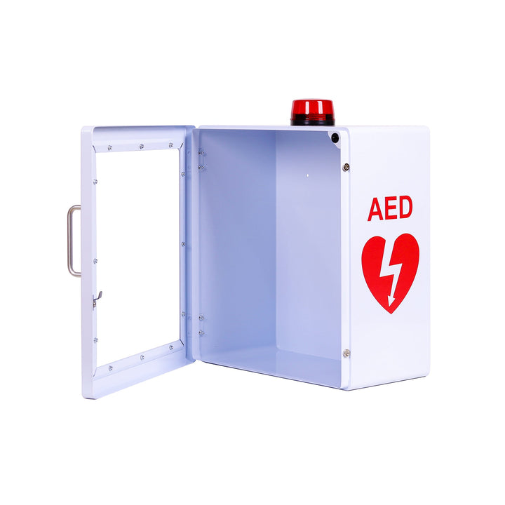 AED Defibrillator Wall Mount Cabinet | Optional Alarm & Lock | Durable Steel Frame | Fits All Brands of AED's for Public Spaces or Home