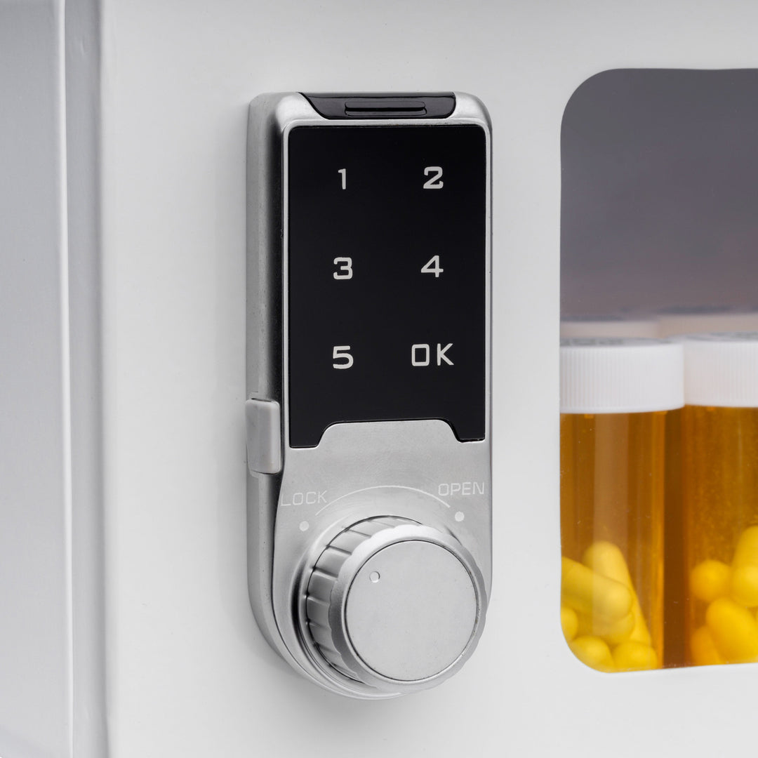 Narcotic Medicine Wall Mount Cabinet with Electronic Touch Keypad Lock for Narcotics Safe Storage | Refrigerator Medication Lock Box for Insulin