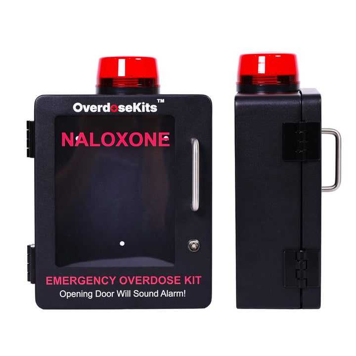 Naloxone Overdose Emergency Kit Cabinet - Designed for Wall Mount & Public Access (Optional Alarm & Lock)