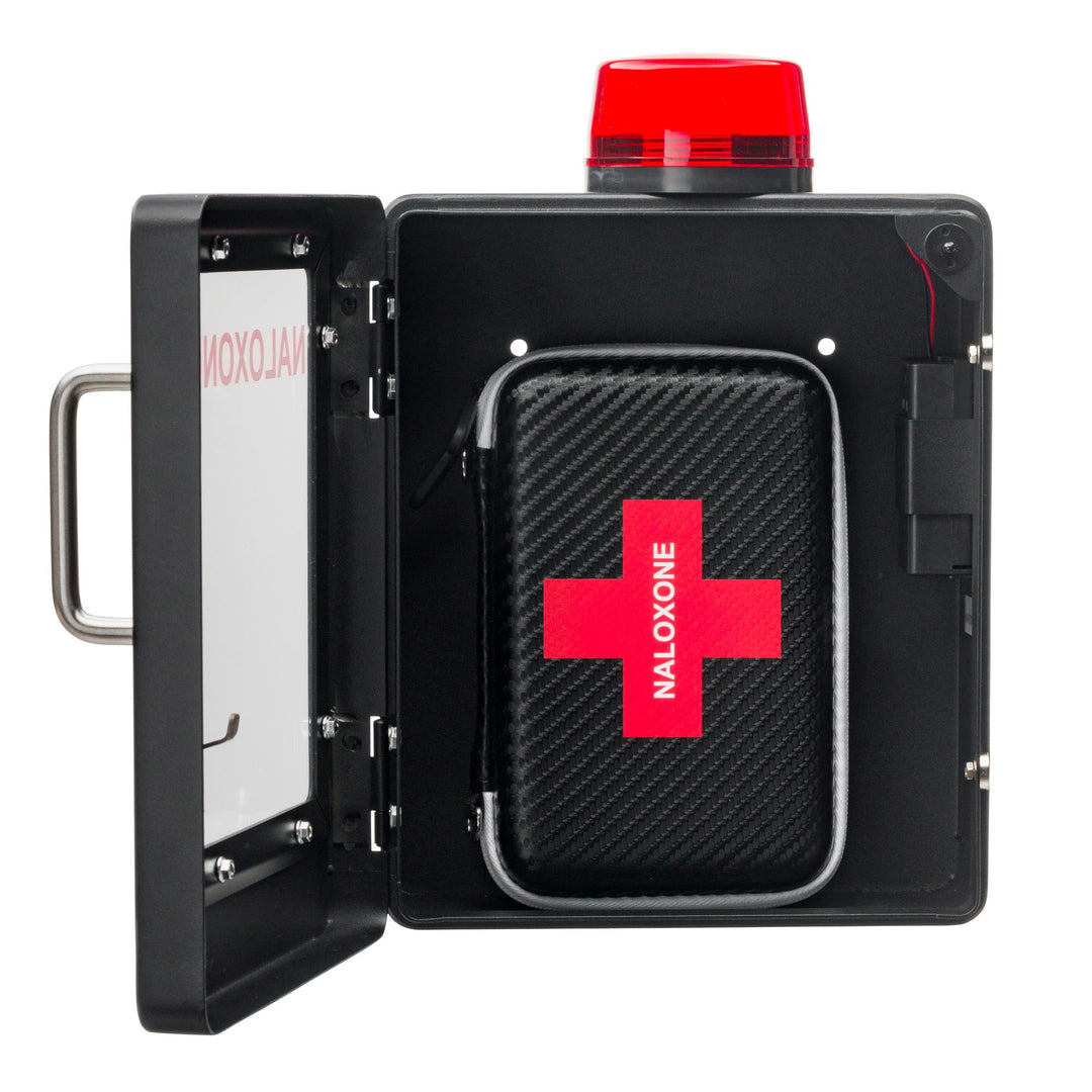 Naloxone Overdose Emergency Kit Cabinet - Designed for Wall Mount & Public Access (Optional Alarm & Lock)