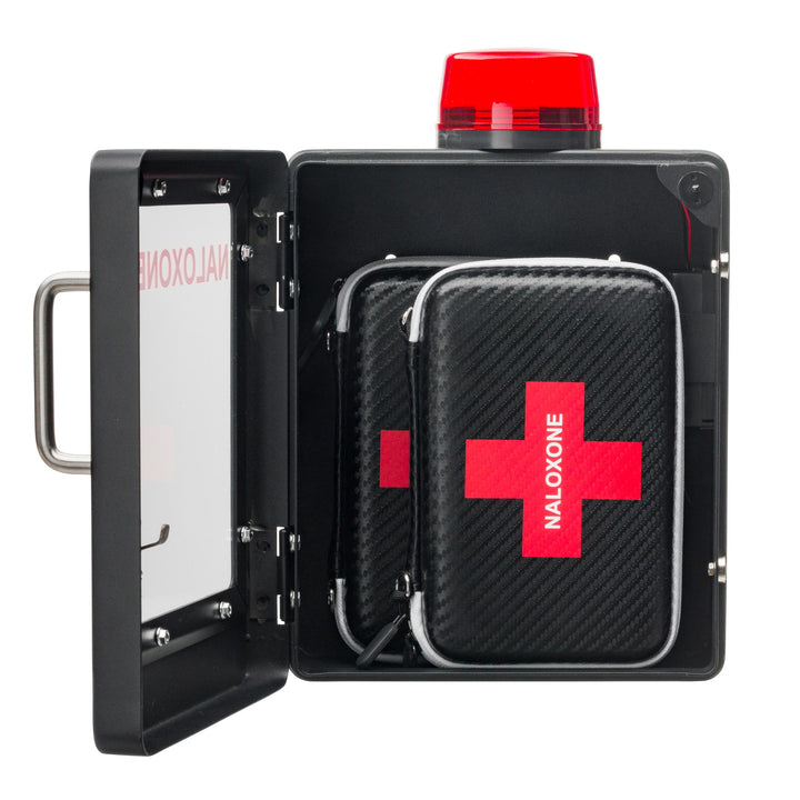 Naloxone Overdose Emergency Kit Cabinet - Designed for Wall Mount & Public Access (Optional Alarm & Lock)