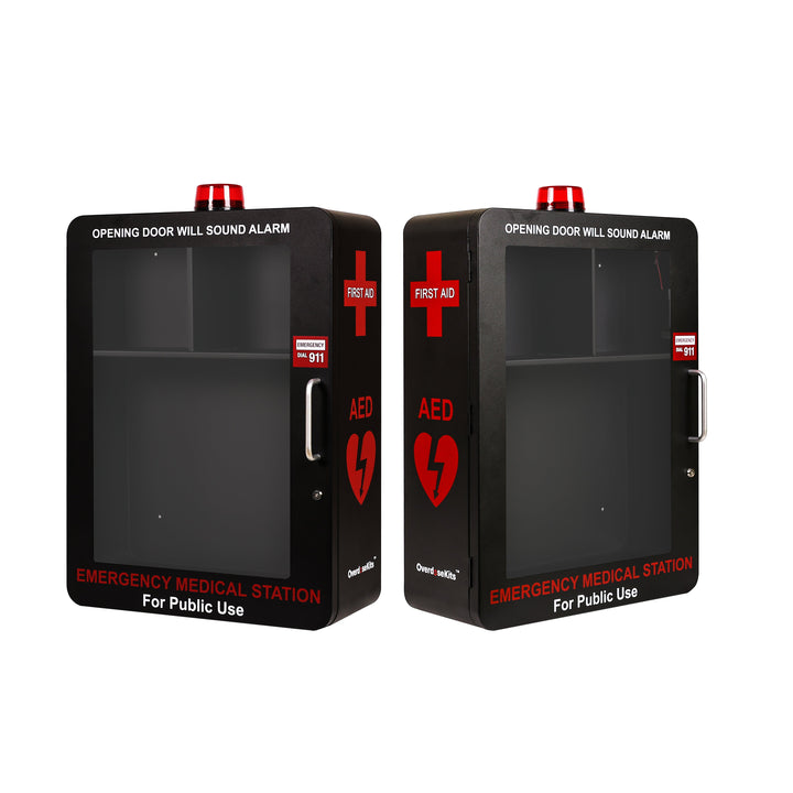 Emergency Medical Station | AED & Naloxone Wall Mount Cabinet Designed to Store AED's, Naloxone Overdose Kits, Bleeding Control Kits & First Aid Kits for Public Spaces