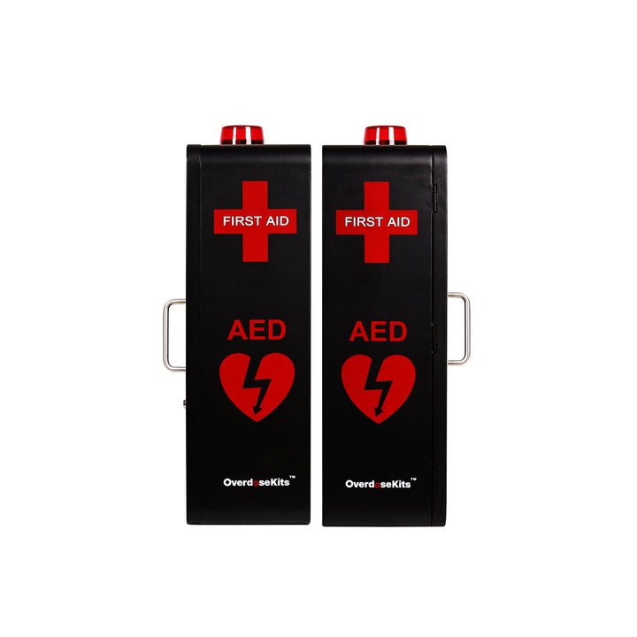 Emergency Medical Station | AED & Naloxone Wall Mount Cabinet Designed to Store AED's, Naloxone Overdose Kits, Bleeding Control Kits & First Aid Kits for Public Spaces