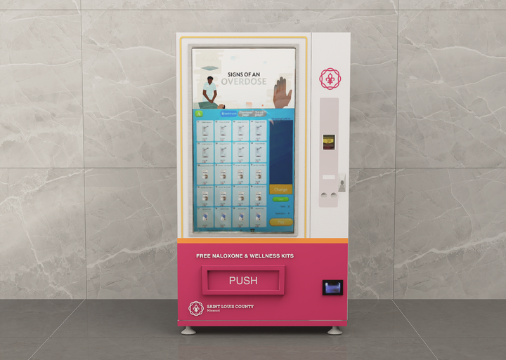 Naloxone Harm Reduction Vending Machine with 55" Video Screen