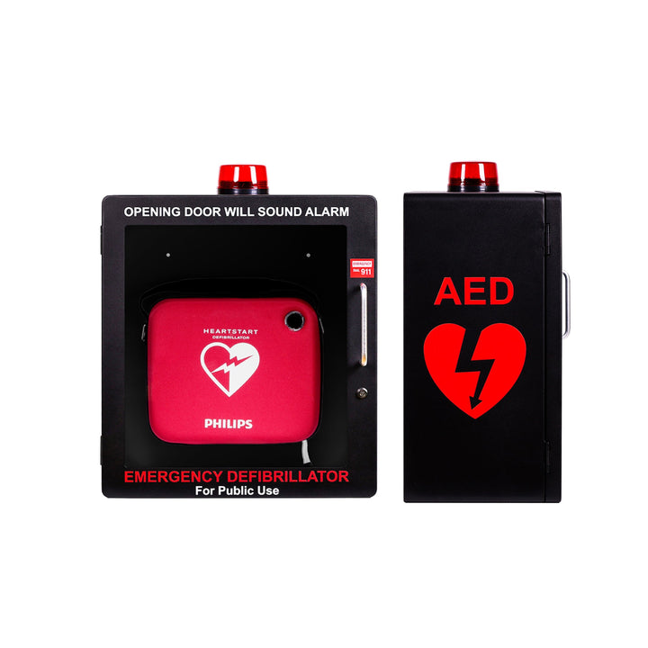 AED Defibrillator Wall Mount Cabinet | Optional Alarm & Lock | Durable Steel Frame | Fits All Brands of AED's for Public Spaces or Home