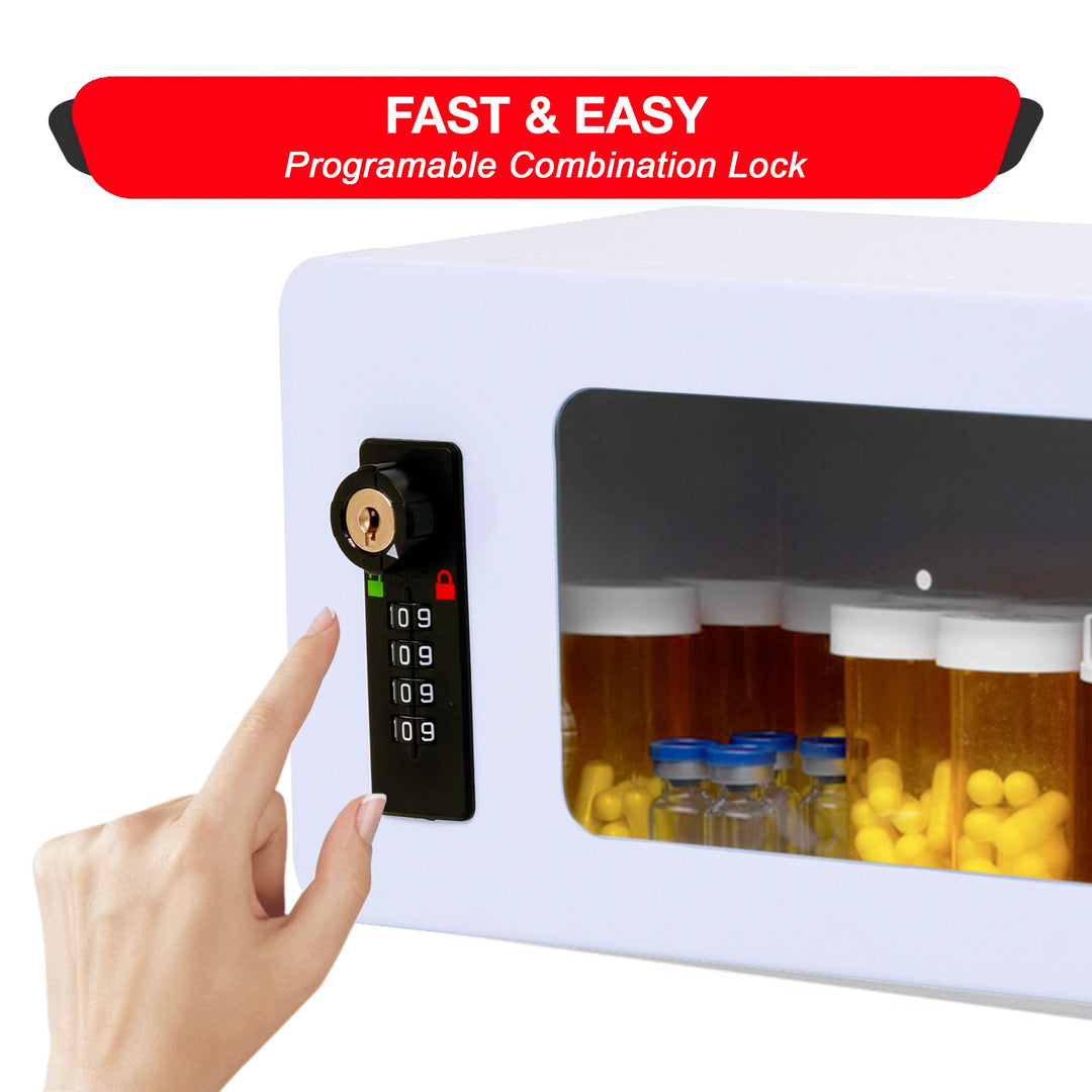 Medication Lock Box with Combination Keypad Lock