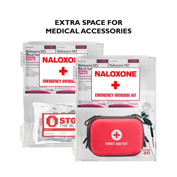 Naloxone & Bleeding Control Kit Emergency Wall Mount Cabinet (Clear)