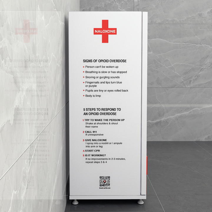Naloxone Harm Reduction Vending Machine with 55" Video Screen