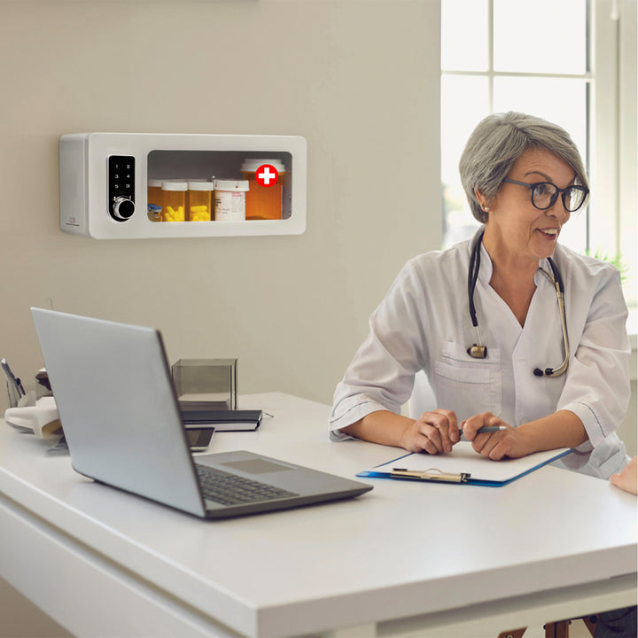 Medicine Lock Box Cabinet with Electronic Touch Keypad Lock