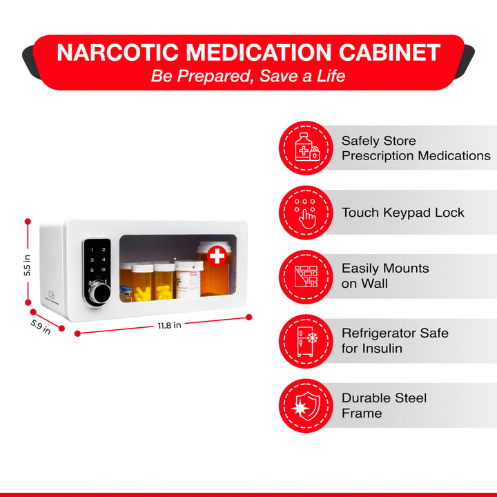 Medicine Lock Box Cabinet with Electronic Touch Keypad Lock