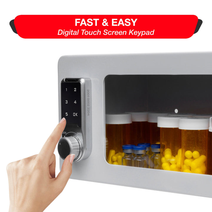 Narcotic Medicine Wall Mount Cabinet with Electronic Touch Keypad Lock for Narcotics Safe Storage | Refrigerator Medication Lock Box for Insulin