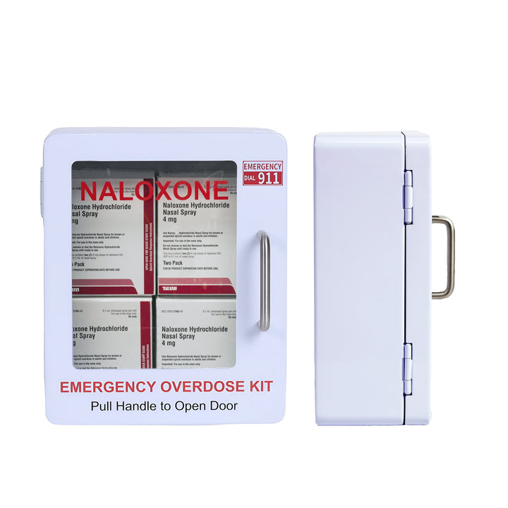 Naloxone Overdose Emergency Kit Cabinet - Designed for Wall Mount & Public Access  (No Alarm or Lock)