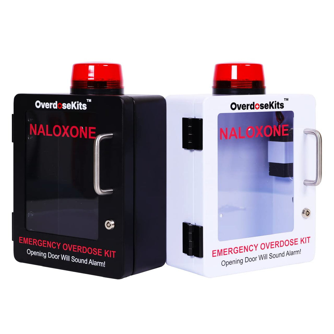 Naloxone Overdose Emergency Kit Cabinet - Designed for Wall Mount & Public Access (Optional Alarm & Lock)