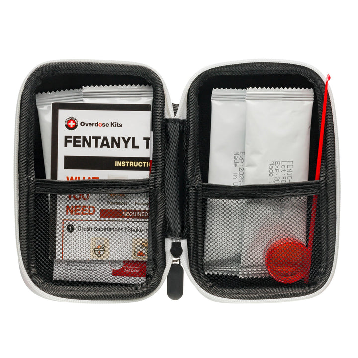 FYL Test Strip Opioid Overdose Prevention Kit - Includes 5 FYL Test Strips, Hardshell Case, Mixing Container, 10mg Spoon and Instructions